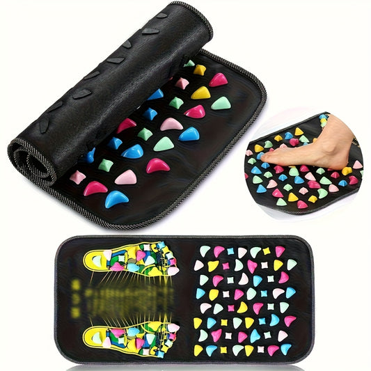 1pc Foot Massage Mat with Walking Stones - 15-Minute Reflexology Mat for Foot, Acupressure Mat with Colorful Stones, Portable PVC Mat for Elderly, Office Workers & Students, 13.78x13.78 Inch, Elderly Care Tool, Textured Surface, Comfortable Footrest